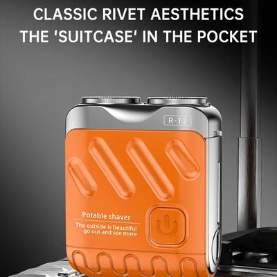 Men Mini Electric Shaver Dual Head Waterproof Type-C Rechargeable Shaver Travel Rotary Razor Portable Hair Beard Trimmer Tool
