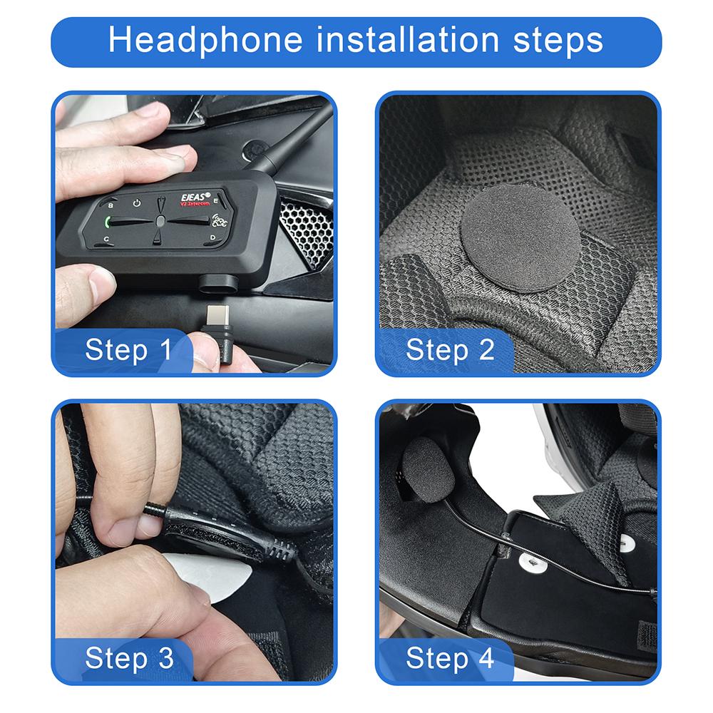 EJEAS V7 Motorcycle Helmet Bluetooth Headset Waterproof Walkie-talkie Communicator Long Standby Suitable for 7 People Riding Set