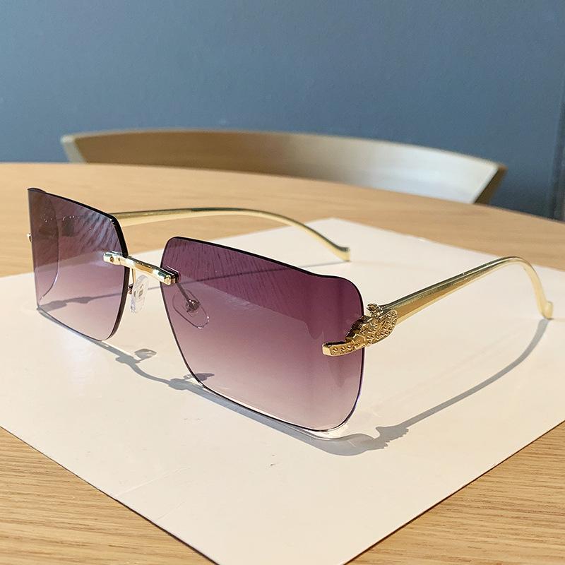 

Европейский и американский стиль, универсальные минималистичные квадратные безободковые солнцезащитные очки со скошенными краями, женские солнцезащитные очки высокого класса