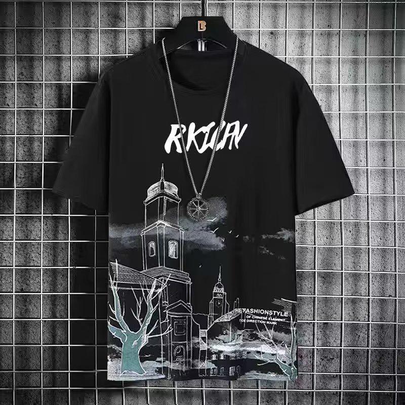 Men's 2024 Short Sleeve Loose Crew Neck T-shirt - Hong Kong Style Summer Trend