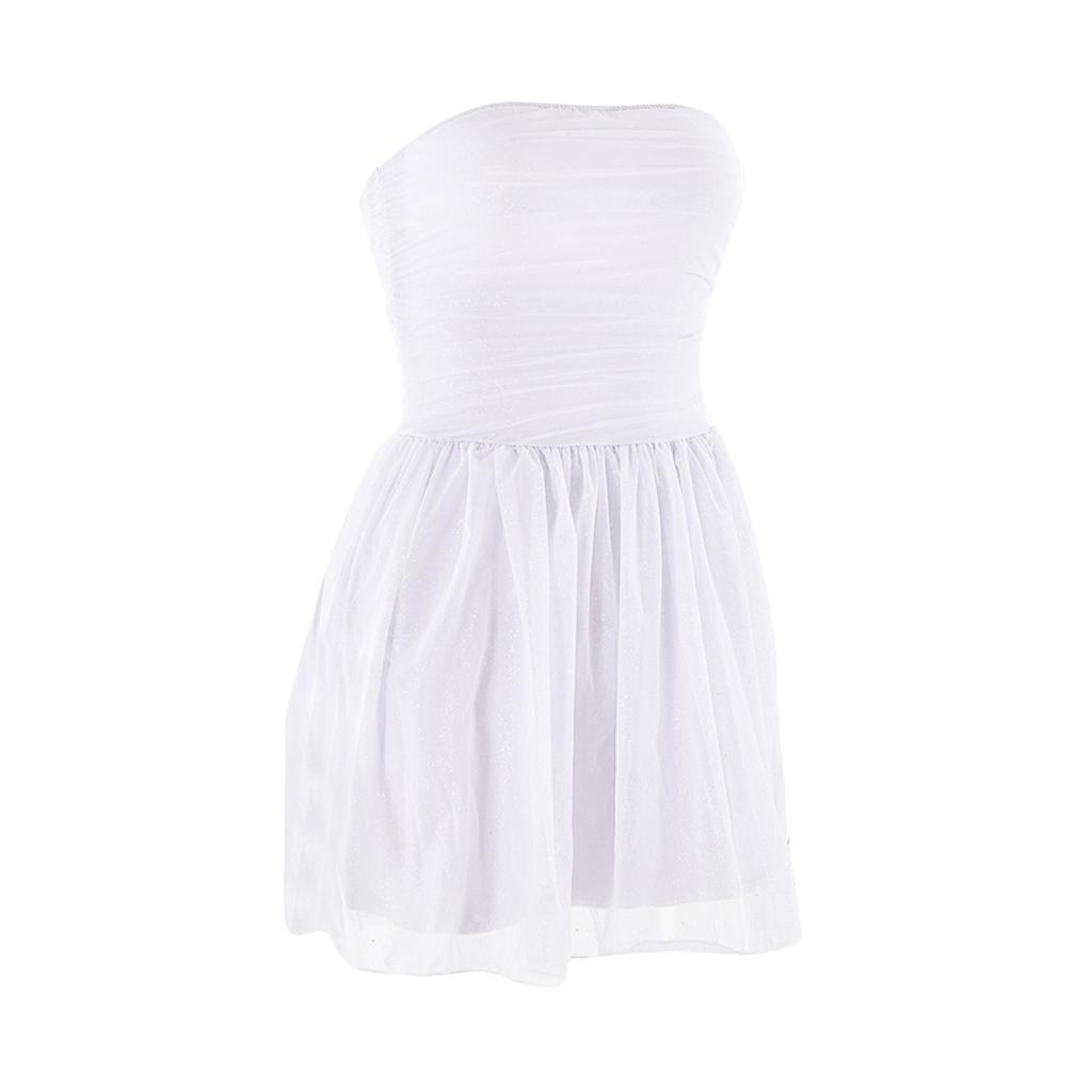 Women's Mesh Splicing Double-layer Tube Top  Backless Dress