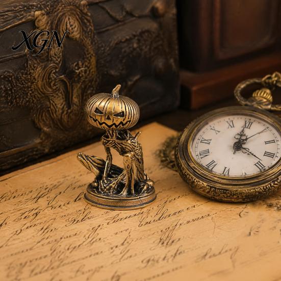Creative Tea Pet Accessories Solid Brass Pumpkin Monsters Figurine, Distressed Statue, Vintage Skeleton Small Decorative Sculptures Sculpture