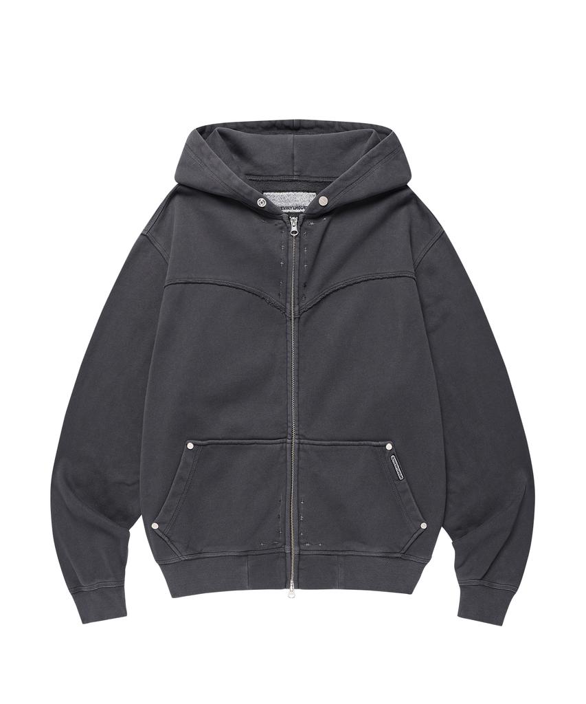 Thevinylhouse Dyed Hoodie Zip-Up Charcoal