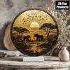 Metal Poster Wall Art African Elephant Sunset Vintage for Living Room