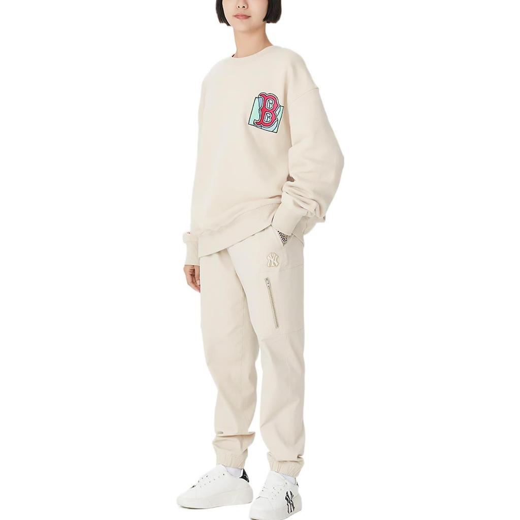MLB Solid Color Straight Leg Cuffed Casual Pants Men bottoms Beige 3LWP00124-50BGL
