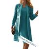 Fashion Female Pure Color Lace Cardigan Dress Two-piece Set Two Piece Lace Cardigan Dress
