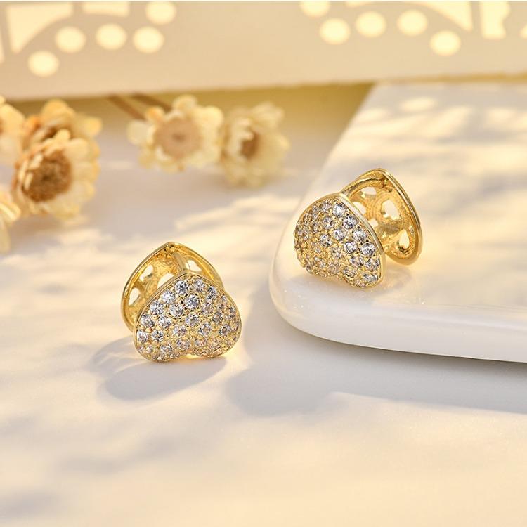 Temperament Design Heart-shaped Earrings Electroplated Golden Zircon Star Ear Buckle Ear Bone Clip