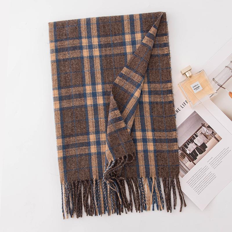 New imitation cashmere plaid scarf women's autumn and winter versatile couple warm scarf gift dual-purpose shawl