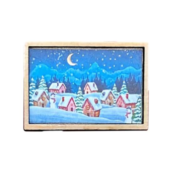 Mini Framed Christmas Pictures Wooden Xmas Scenes Decorations Miniature Framed Christmas Ornaments for Festive Decor DIY Craft
