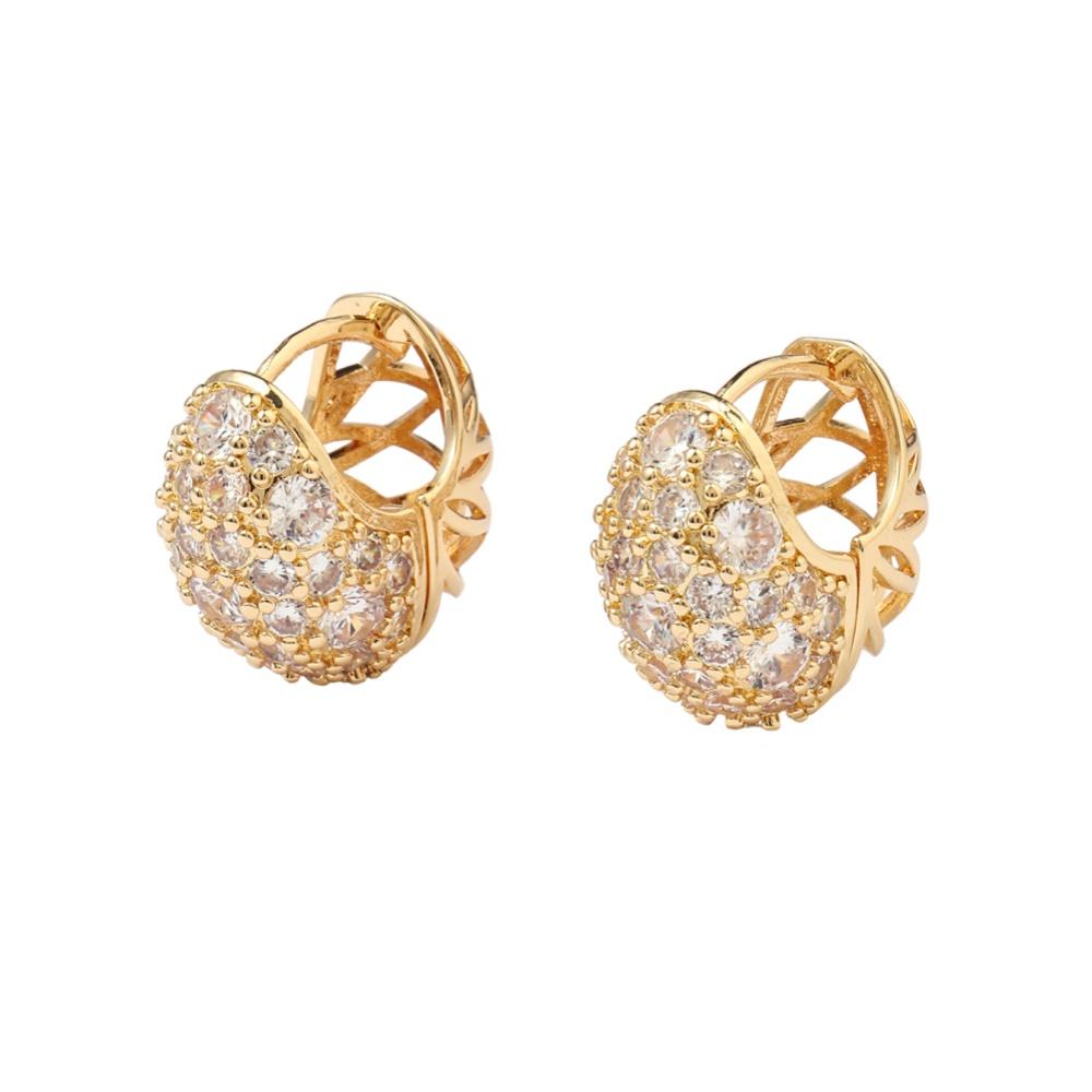 1 Par de Brincos de Argola Geométricos de Luxo com Zircônia Cúbica Incrustada em Cobre para Mulheres Usarem no Dia a Dia, Encontros, Festas ou em Ocasiões de Joalheria de Casamento