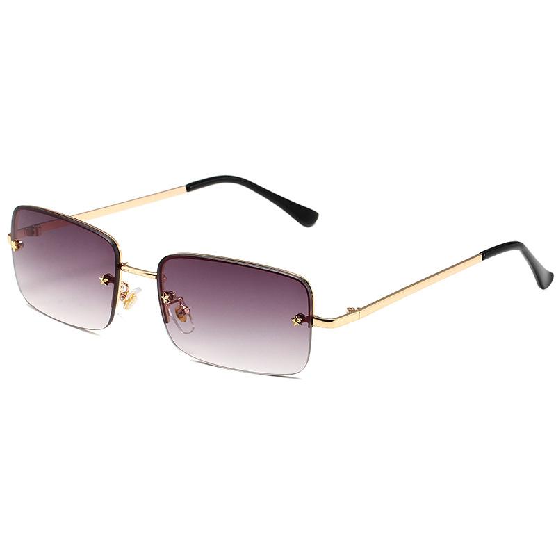 Pentagram frameless sunglasses European and American square trimmed fashion men's and women's metal sunscreen