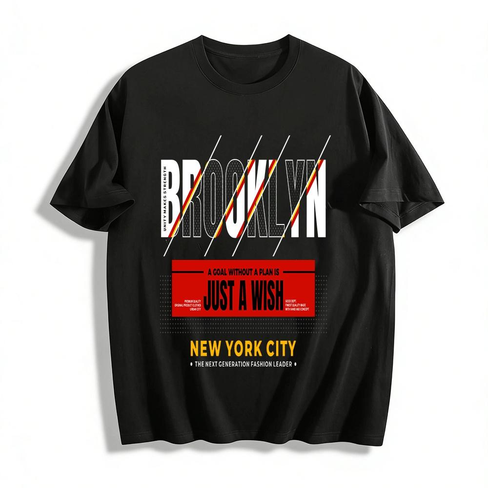 Brooklyn NYC Inspirational Slogan Graphic Casual Tee Pure cotton T-shirt XXS