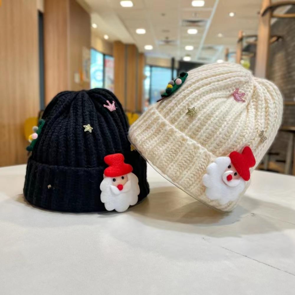 Soft Christmas Plush Cap Woven Thickened Brimless Cap Personality Big Pullover Hat  Winter