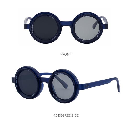 Verstellbare Tönung Sonnenbrille Retro Runde Polarisierte Brille mit ND-Filtergläsern Herren Damen Outdoor Strand Sonnenbrille zum Autofahren Angeln Golf