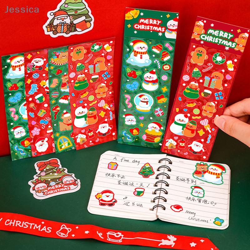 10Pcs Christmas Stationery Stickers Cartoon Decorations Stickers Student DIY Planner Stickers