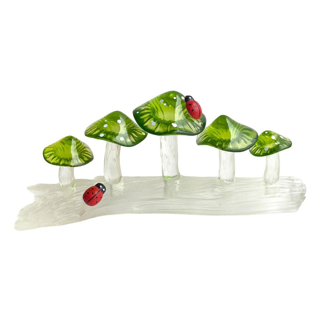 Bunte Pilze auf Baumstumpf Harze Miniaturfigur Sammlerstück Ornament für Heim-, Schreibtisch- und Landschaftsdekorationen
