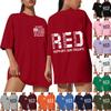 Women Casual Short Sleeve Crew Neck T Shirt Letter Print Loose Fit Lightweight Comfortable Daily Wear Top