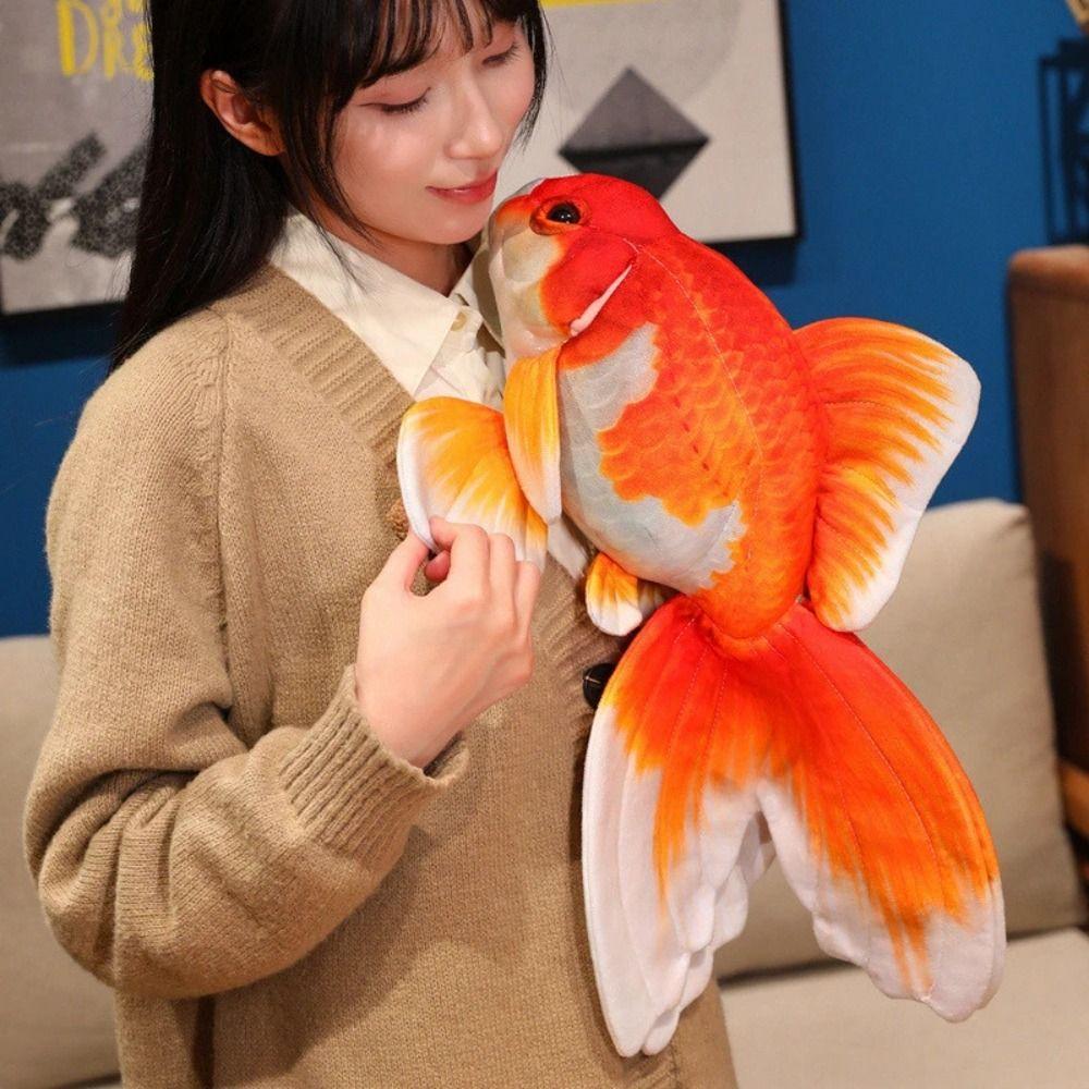 Long Tail Design Goldfish Plush Toys 50cm Big Size Simulated Gold Fish Kids Birthday Gifts