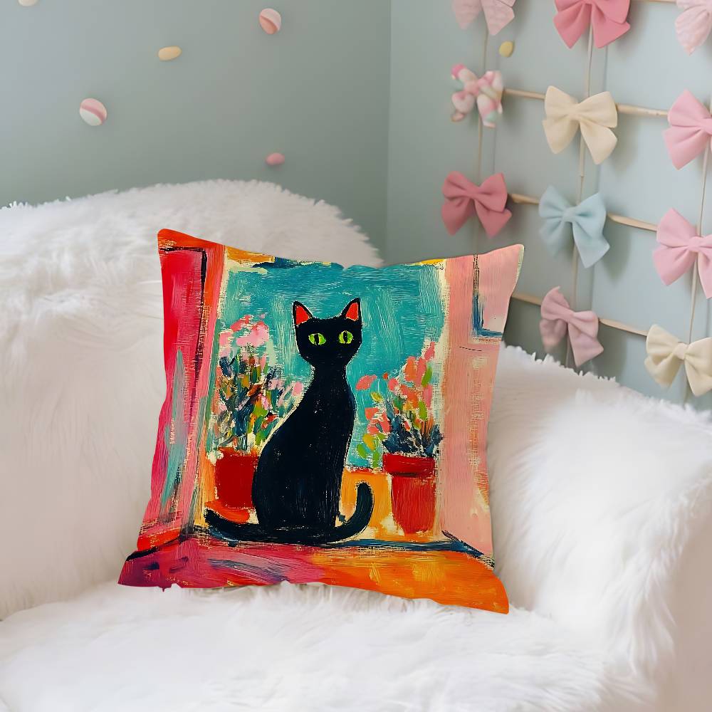 Henri Matisse Cat Pillow Case Throw Pillow Cover Nordic Vintage Style Cushion Covers Home Living Room Sofa Couch Seat