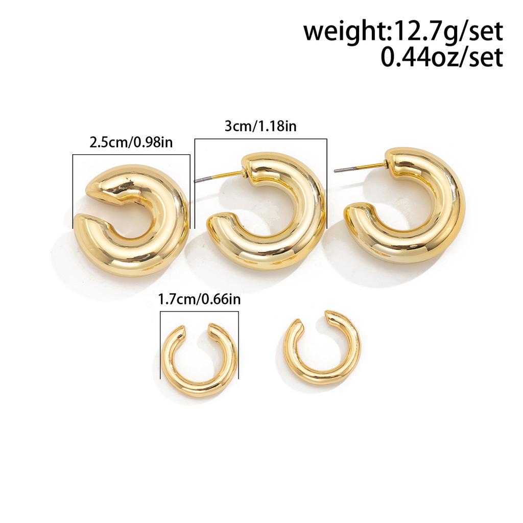 Ingemark 5 Pcs/Set Punk Minimalism Gold Color Metal Piercing Stud Earrings Women Creative CCB C-Shape Hoop Earrings New Jewelry