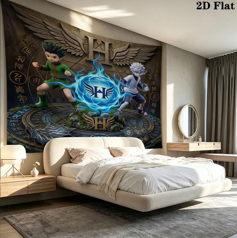 Hunter X Hunter Wall Tapestry Aesthetic Wall Hanging Printed Fabric Blanket Decorative Tapestries For Bedroom Living Room Home Decor