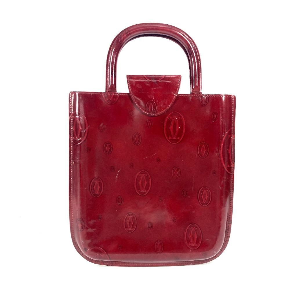 CARTIER Happy birthday logo Bag Tote Bag Hand Bag Leather Red