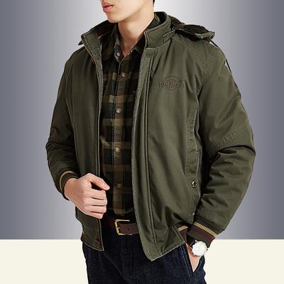 Men's Winter Plus Size Cotton Coat Plus Velvet Thickened Jacket Hooded Warm Cotton Coat