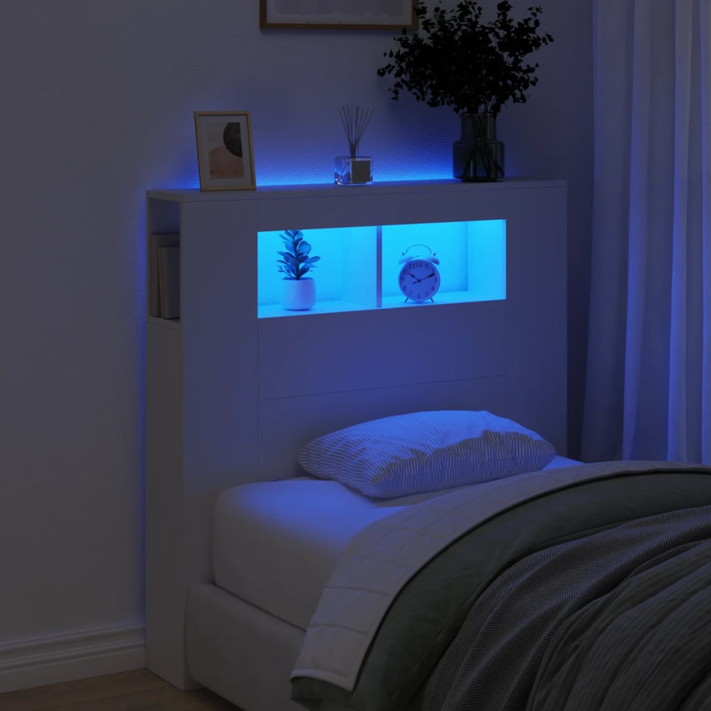 Vidaxl Testata del Letto con LED, Bianca, 100X18,5X103,5 Cm