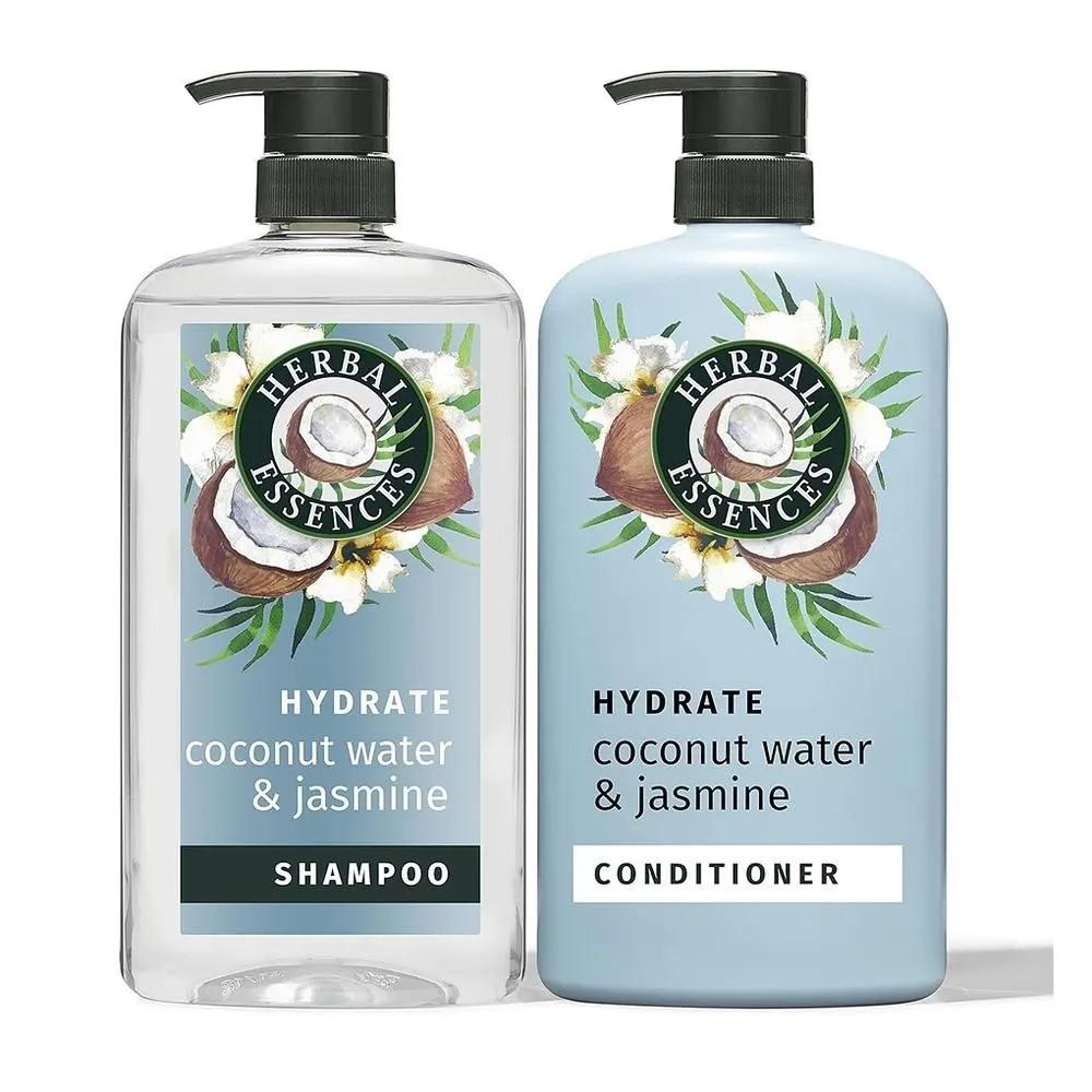 Шампунь + Кондиционер Herbal Essences 597 мл Каждый Набор 1 Упаковка Увлажняющий Кокосовая Вода и Жасмин Шампунь Herbal Essences