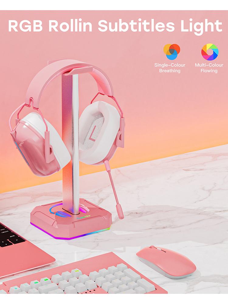 Kopfhörerständer Halter Rack RGB Hintergrundbeleuchtung Kopfmontierter Kopfhörerständer Rack Desktop Organizer Vertikale Halterung Aufhänger