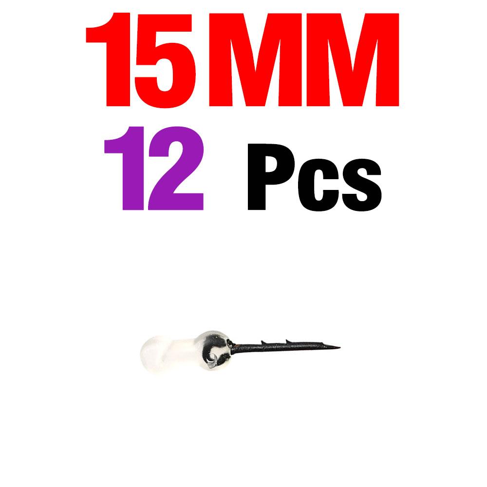 12pcs Metal Bait Spike Carp Fishing Hook Bait Sting Boilie Pin with Clear Rubber Corn Ronnie Hair Rig