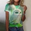 Summer New Animal Owl Pattern 3D Print T-Shirts Women Short Sleeve O-Neck Casual Tees Female Clothin