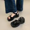 Fashion Female Sandal Retro Woman Shoes 2025 Summer Clogs With Heel Girls Original New Outside Thick Scandals Retro Woman Shoes Clogs Wi