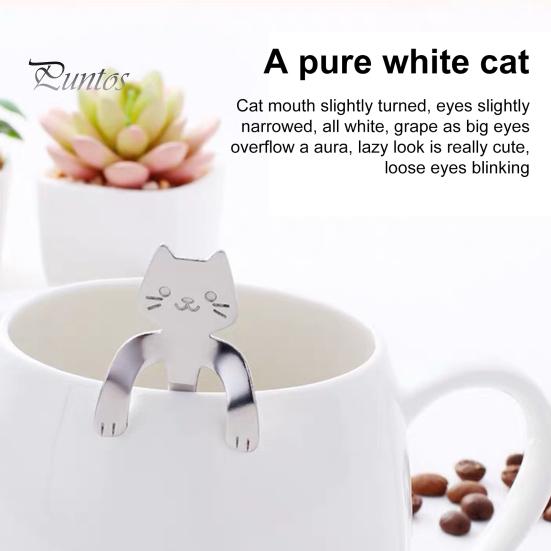 Cat Spoon Coffee Teaspoon Stainless Steel Hanging Cup Tea Spoon for Drink Mixing Cute Cat Shape Milkshake Jam Spoon Coffee Lover Gift