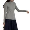 Maglieria Top Tinta Unita Collo Semi-Alto Manica Lunga Bordo Traslucido Top Basic Elasticizzati Slim Fit