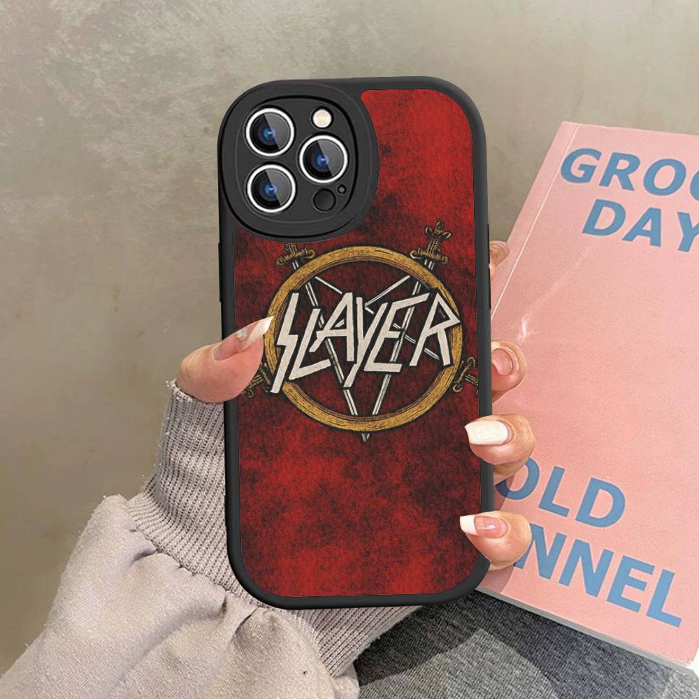 1pc Heavy Metal S-slayer Band Phone Case Hard Leather For IPhone 16 15 14 13 12 Mini 11 14 Pro Max Xs X Xr 7 8 Plus Fundas