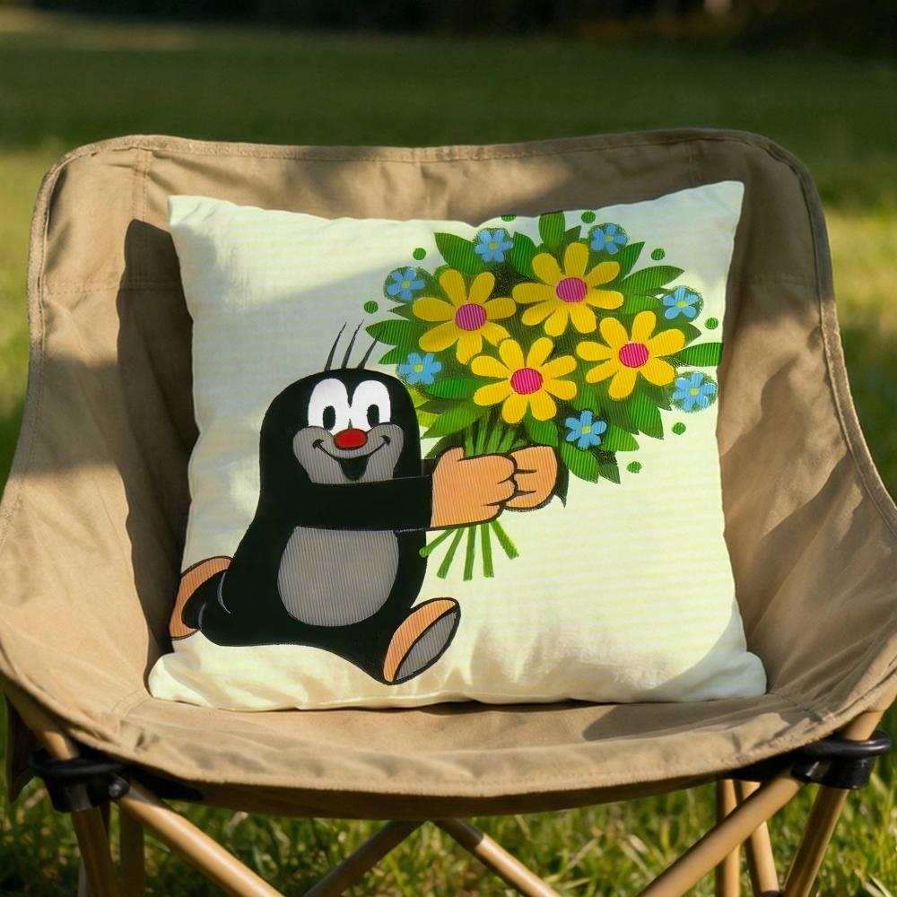 Character LLittle Mole Cushion Cover Soft Reversible Durable Pillow Cover MultiScene Use for Home Car Daily Comfort