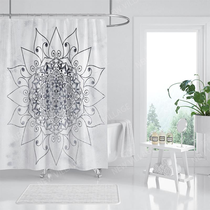 Waterproof fabric shower curtains Bathroom curtain accessories Bath curtain 180x200cm 240*200cm boho decoration vintage mandala