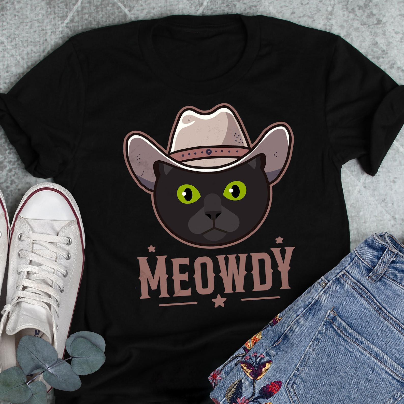 Bombay Cat Meowdy Shirt, , , Funny Cowboy Cat Lover Gift, Cute Howdy T-shirt, Pet Cat Mom, Dad Tee, Western Texas Yeehaw Meme 100