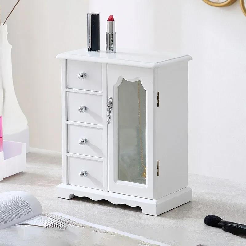 Wood Jewelry Box Velvet Drawer Ring Necklace Earrings Jewelry Boxes Organizer Bracelet Display Stand Women Accessories Storage