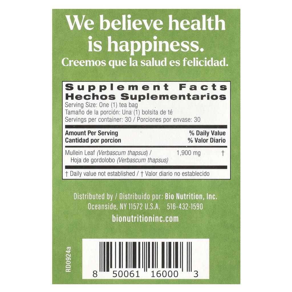 Herbata z liści dziewanny, bezkofeinowa, 30 torebek herbaty, 57G (2.01 uncji)