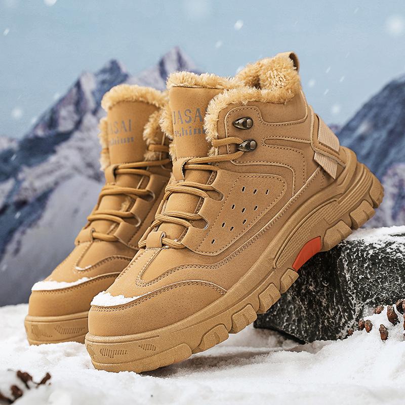 

Мужская обувь новая зимняя ретро британский стиль спортивная повседневная обувь мужские теплые кожаные ботинки Мартин 44 жёлтый