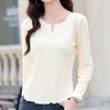 Navava Women Daily Simple SpliT Neck Long Sleeve T shirT nT2969