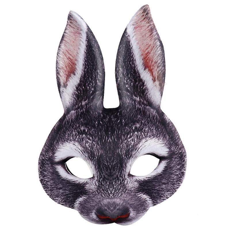 Painted Rabbit Mask Half Face Cosplay Costumes Unisex Props Animal Party Masquerade Halloween Accessories