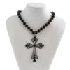 Goth Simulation Pearl Cross Pendant Necklace for Women Y2k Gothic Jewelry Chokers Cross Party Jewelry Gifts