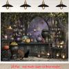 A 2D Flat Party Banner, Showcasing a Halloween Witch Kitchen Theme, with a Photography Background and the Party Scene