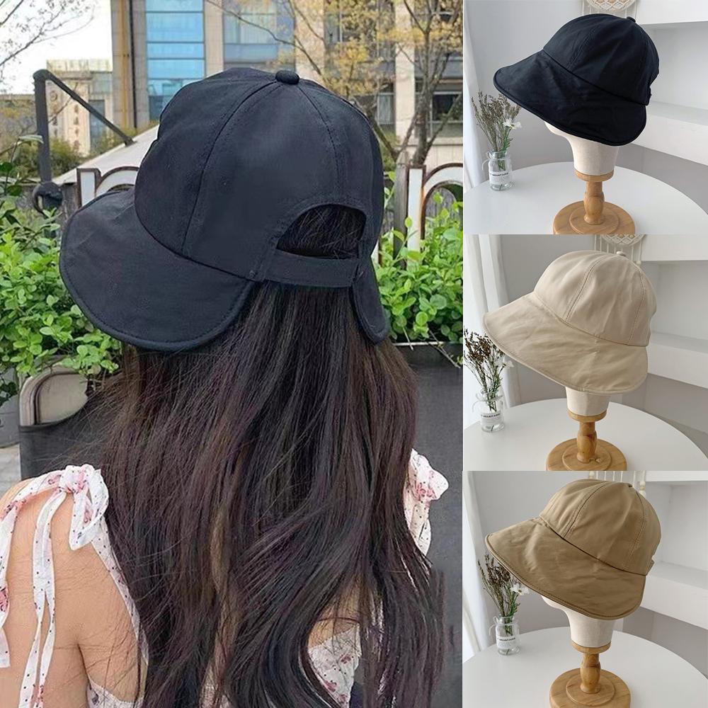 New Wide Brim Sun Hat Summer Sun Protection Bucket Hat Fisherman Hat Sun Cap UV Protection Hat Foldable Can Tie Ponytail Outdoor