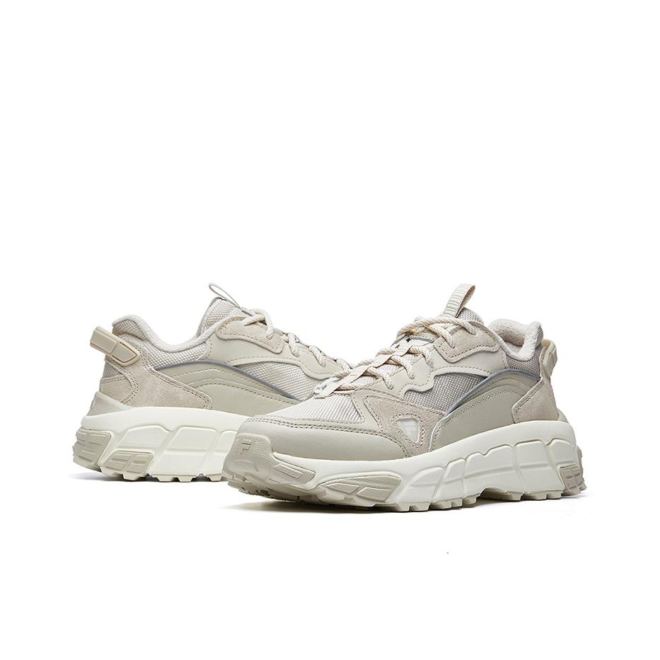 Fila Skyrunner Mesh Fabric Synthetic Leather Comfortable Versatile Low-Top Casual Shoes Women Sneaker Oatmeal-Gray F12W041135FSS