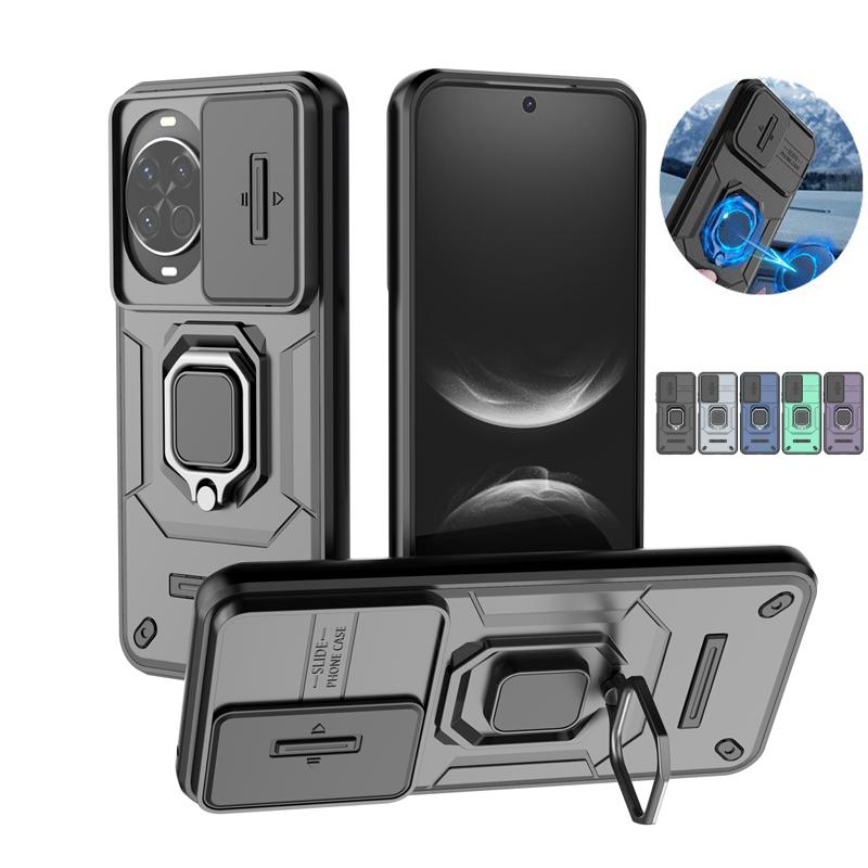 Magnetický držák prstenu Nárazuvzdorné pancéřové pouzdro na telefon Pro Huawei Nova 14 Pro Nova14 Ultra 5G Posuvný kryt pro ochranu fotoaparátu