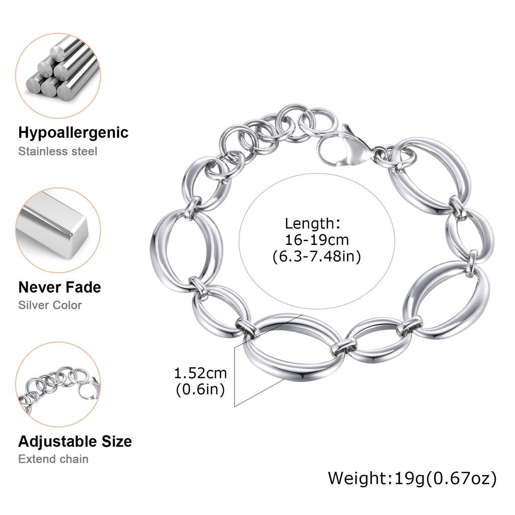 Stainless Steel Oval Handmade Chain Bracelet High Quality Premium Unique Design Light Luxury Jewelry For Women Party Gifts